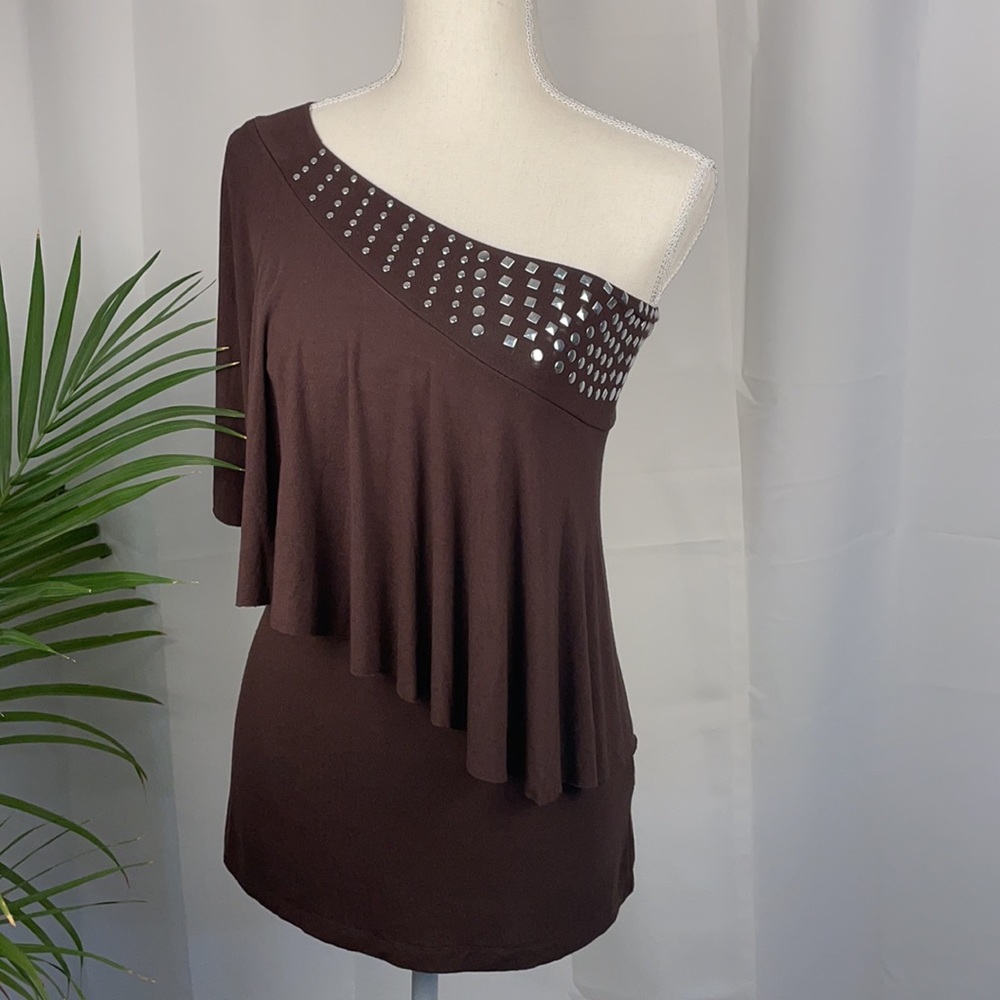 🤎TAKARA🤎ONE SHOULDER TOP, SMALL - Picture 6 of 12